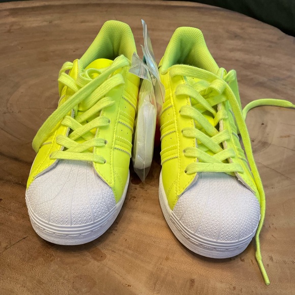 Neon Solar Yellow Adidas Superstar - Never Worn - Picture 4 of 7